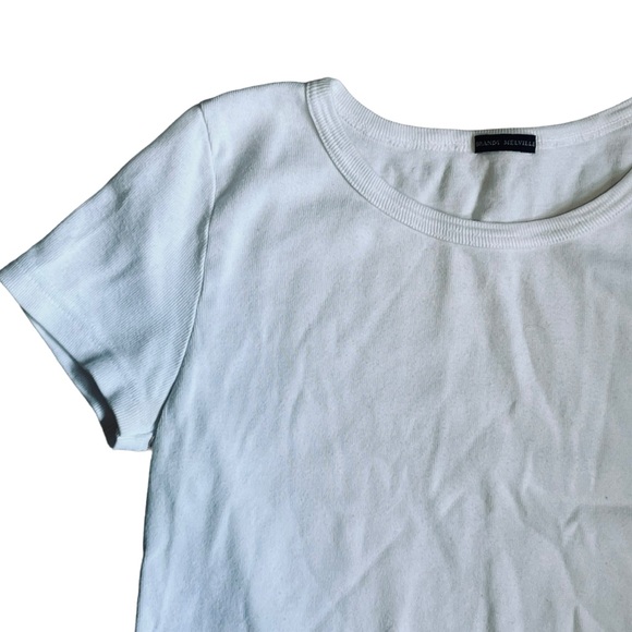Brandy Melville Women’s Sz XS/S White Crewneck Lace Hem Baby Tee - Picture 3 of 8
